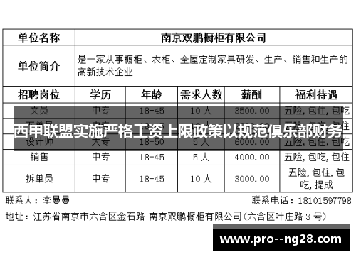 西甲联盟实施严格工资上限政策以规范俱乐部财务 西甲联盟实施严格工资上限政策以规范俱乐部财务